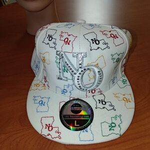 City Hunter New Orleans Embroidered Logo Sequin Graffiti Fitted Hat Cap L